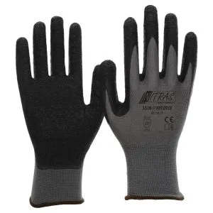 Gants NYLOTEX nylon gris revêtu latex noir taille 7 à 12