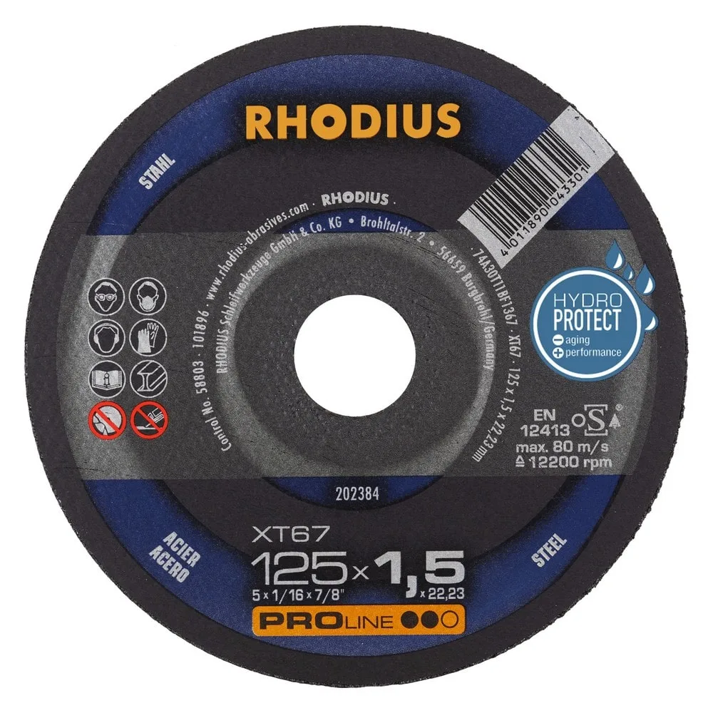 202384 -Disque à tronçonner 125x1.5mm acier extra-mince XT67 RHODIUS