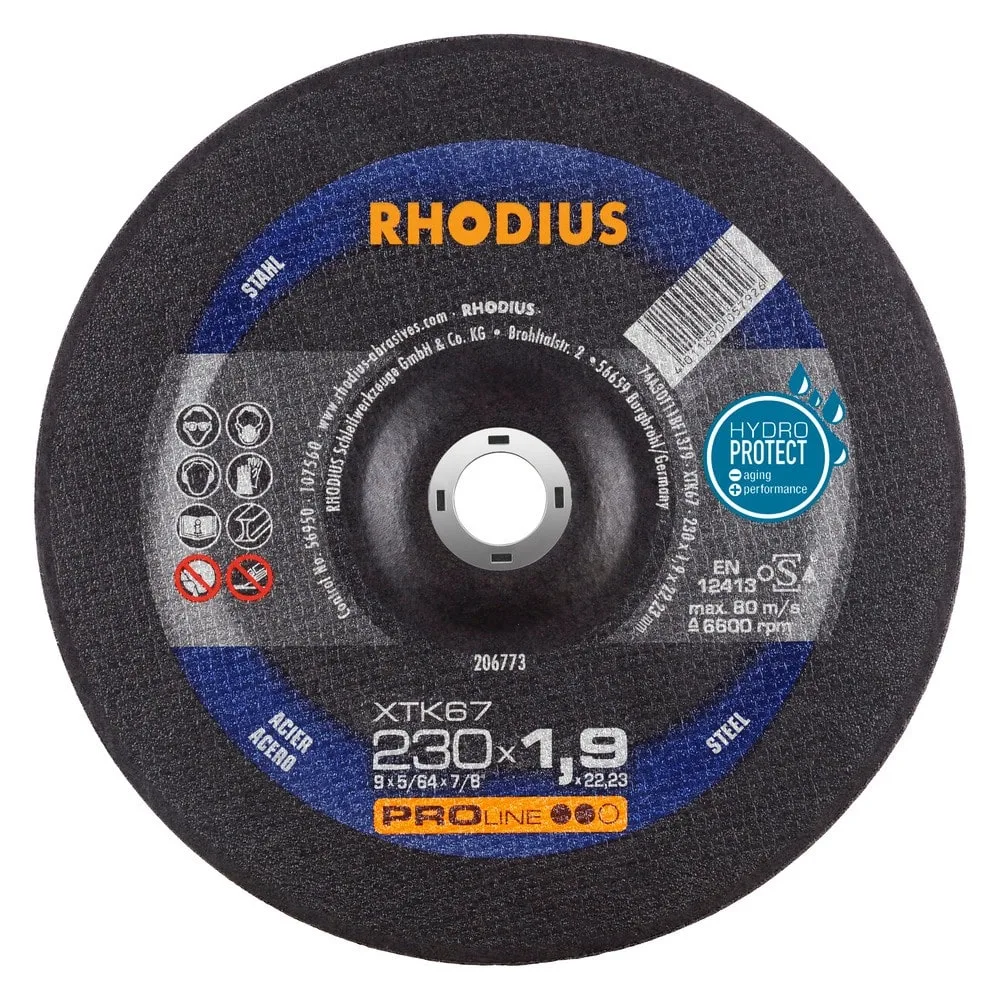 206773 - Disque à tronçonner 230x1.9mm acier extra-mince XTK67 RHODIUS