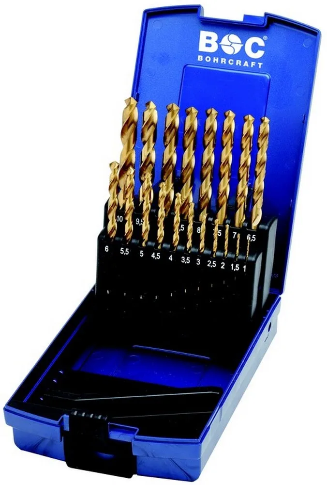 KT10 Coffret 19 forets revêtu titane HSS-TiN BOHRCRAFT