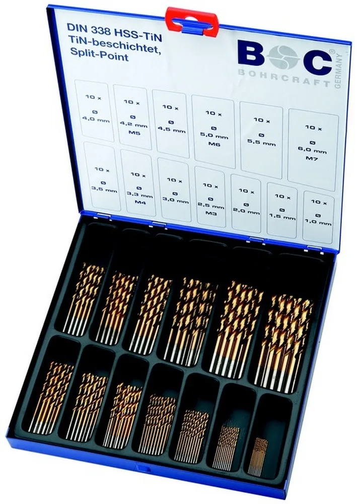MT130 Coffret 130 forets revêtu titane HSS-TiN BOHRCRAFT