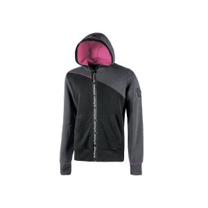 Veste légère grise et noire U-Power Jupiter Lady avec capuche et zip étanche.