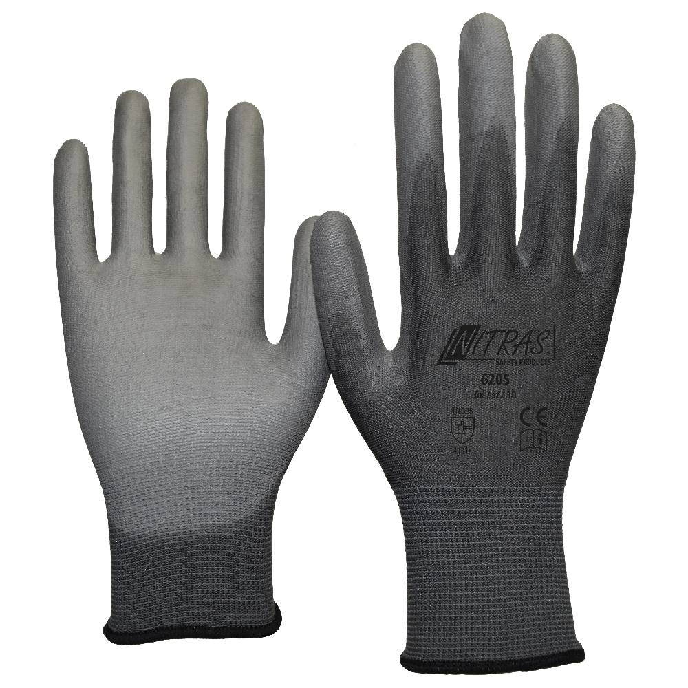 Gants nylon NITRAS 6205 gris – vue recto verso