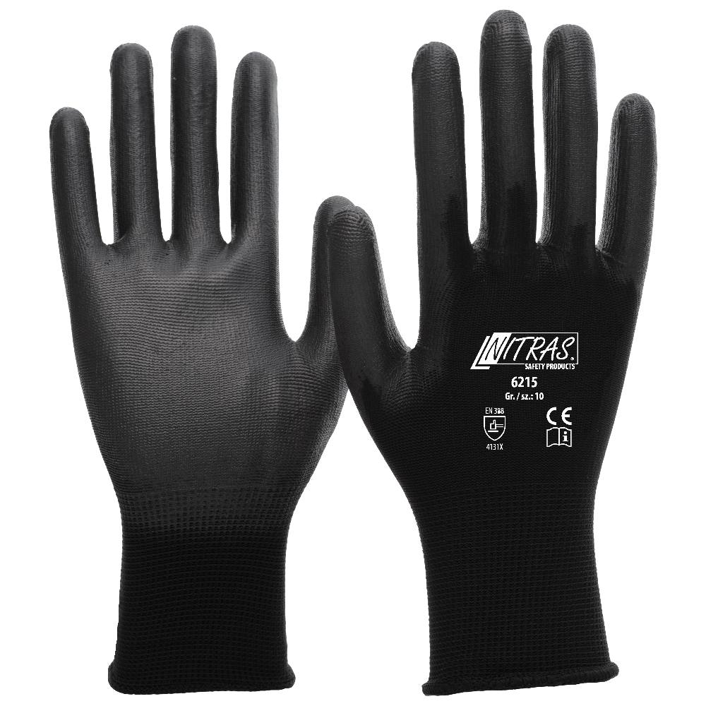 Gants nylon NITRAS 6215 noirs – vue recto verso